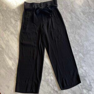 AYR High-Waisted Paperbag Pants | Black Tie Waist Cropped